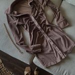 Terry Cloth Shirt Dress Brown Photo 0