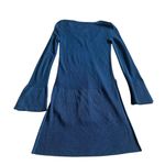 Free People Long-Length Teal Blue Criss Cross Pullover Sweater Bell Sleeves XS Photo 5