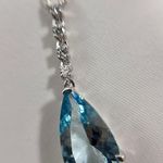 NWT NATURAL 3.73CT TEARDROP AQUAMARINE 18K WHITE GOLD DIAMONDS NECKLACE Photo 4