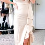 NBD Revolve Long Champagne Satin Gown Photo 0