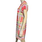 NEW Jude Connally Womens L Orange Coral Blue Green Ella Island Plaid Shift Dress Size L Photo 3