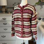 Vintage Crystal Kobe Shetland Wool Sweater Nordic Red Fair Isle Womens Small Photo 7