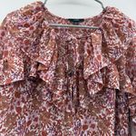 J.Crew Crinkle Chiffon Long Ruffle Sleeve Top in Fete Floral Sz M Photo 3