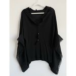 White House | Black Market  Butterfly Lace Poncho Top Women's Size Small Black Photo 7