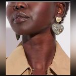 Coach  Heart Earrings in Cream and Gold Photo 1