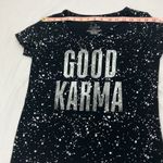 Grayson Threads  Good Karma Black Distressed Graphic Tee woman’s size xtra small Photo 5