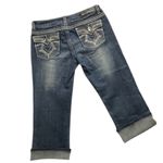 Miss Chic Cropped Blue Jean Women's Size 13 Embroidered Studs Medium Wash Denim Photo 1