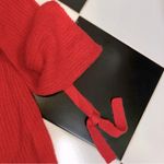 Project Nadaam Project Naadam Bell Sleeve Sweater Coral Fuzzy Bow Ties Neon Orange Pink Soft M Photo 6