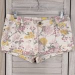 HIGHWAY JEANS Pastel Floral Stretch Denim Folded Hem Jean Shorts White/Multi Photo 0
