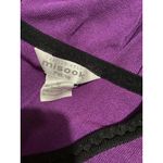 Misook Exclusively Sweater Womens Petite Purple Tie Neck Black Trim Long Sleeve Photo 3