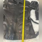 Andrew Marc  black leather belted jacket coat with zipper woman size large Photo 3