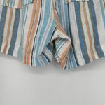 Briggs New York Briggs Linen Blend Pull On Shorts Blue Orange Stripe Pockets Drawstring Size M Photo 5