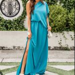 Pink Lily One Shoulder Dress Maxi Size XS Teal Bridesmaid Formal Wedding Guest Photo 1