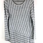 Maurice's 24/7 by Gray White Asymmetrical Stripe Long Sleeve Tunic Sweater Size M Photo 0