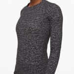 Lululemon  Size 6 Runderful Long Sleeve Knotted Jacquard‎ Black White Running Gym Photo 0