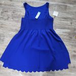 Susana Monaco Blue Ruched Scalloped A-Line Party Cocktail Summer Dress NWT 12 Photo 4