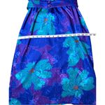 Vintage Floral Jacquard Belted Midi Dress Blue Teal Purple Women’s Small Retro Photo 4