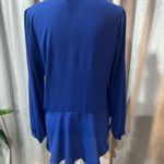Elle  Royal Blue Ruffle Blouse  Sz Small-Long Sleeve-High/Low Photo 2