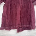 Free People Women's Red Embroidered Tie Front Puff Sleeve Blouse Top medium Photo 5