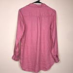 Gap Women’s Linen Pink Collared Split Neck Popover Long Sleeve Shirt Tunic Photo 5