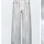 ZARA NWT  TRF Metallic Effect High-Waisted Jeans Straight wax coated relaxed fit Photo 4