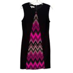 Evan Picone Chevron Sheath Sleeveless Dress Women's 8 Black Purple Career Knit Photo 1