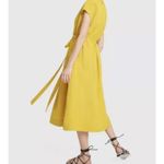 CO Women's Yellow Goop Fluid Linen Sleeveless Button Front Midi Dress Size Small Photo 2