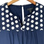 J.Crew Navy Blue & White Embroidered Polka Dot Cotton Bell Sleeve Dress Size 6 Photo 2