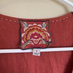 Johnny Was Elia Tie Linen Jumpsuit womens small rust red Photo 8