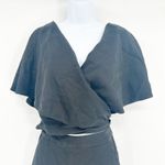 Vetta Womens Quiet Luxury Minimalist Wide Leg Wrap Cape Jumpsuit Size 4 Black Photo 3