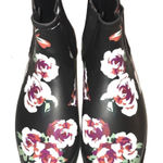 JustFab black pink floral rain boots new! Size 10 NEW! Photo 0