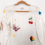 Johnny Was  Womens Whimsical Cashmere Top Size S White Embroidered‎ Boho Rainbow Photo 4