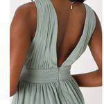 Lulus NWOT Heavenly Hues Sage Green Brush Woven Chiffon V-Neck Maxi Dress Large Photo 9