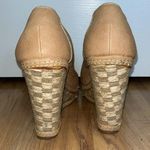 Floral lazer cut vegan leather boho wedges Tan Size 8.5 Photo 0