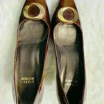 Stuart Weitzman  Brown Patent Pumps with Gold Accent Photo 1