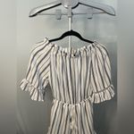 Ava Navy Blue & White Stripe Off‎ the Shoulder Romper Size 6 Photo 2