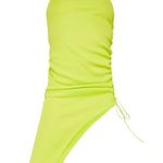 Pretty Little Thing New  Chain Strap Ribbed Ruched Asymmetric Dress Lime Size 8 Photo 4