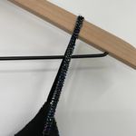 Vintage 90s Pure Silk Beaded Floral Mini Dress Flowy Cocktail Black Womens XS Photo 9