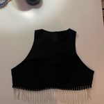 SheIn Black Beaded Fringe Tank Top Photo 2