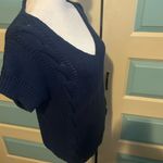 American Eagle  outfitters Navy Blue Knit V-Neck Sweater Photo 4