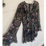 Lush Clothing Lush Black Floral Print Long Sleeve Romper V-Neck Tie front Women's S EUC Photo 8