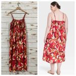A New Day  Spaghetti Strap Smocked Dress - Dark Red Floral - XXL Photo 2