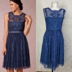 BHLDN  Hitherto Celia Lace Dress in Blue Bridesmaid Size US‎ 6 *Missing Belt Photo 1