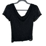 Jkara NWT Black Beaded Drape Neck Cap Short Sleeve Lined Blouse Size S Photo 1