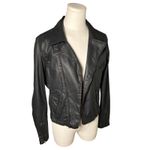 AG Adriano Goldschmied  Coated Moto Jacket Black Biker Style‎ Made In USA Size L Photo 1