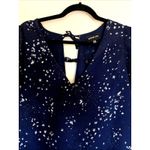 Sugar Lips  Navy Blue Allover Celestial Star Vneck Bow Mini Dress Medium NWOT NEW Photo 3