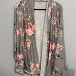 Unbranded Gray Open Front Cardigan Women's Size XL Floral Lightweight Cover Up Photo 0