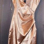 Windsor Asymmetrical Gold Satin Mini Bodycon Dress Size XS Photo 1
