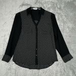 EXPRESS Shirt Womens Medium Black White Polka Dots Portofino Office Professional Photo 1