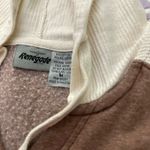 Brown & Cream Hooded Sweatshirt Waffle Knit Tunic Tan Size M Photo 5